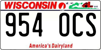 WI license plate 954OCS