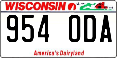 WI license plate 954ODA