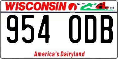 WI license plate 954ODB