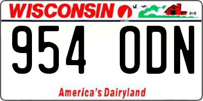 WI license plate 954ODN