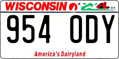 WI license plate 954ODY