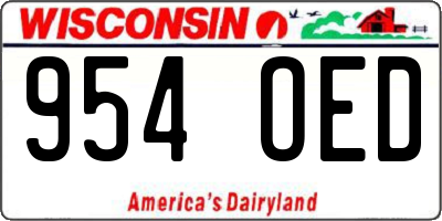 WI license plate 954OED