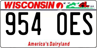 WI license plate 954OES