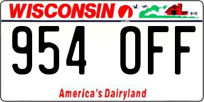 WI license plate 954OFF