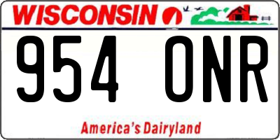 WI license plate 954ONR