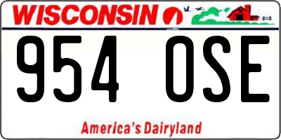 WI license plate 954OSE