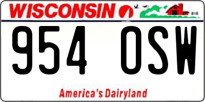 WI license plate 954OSW