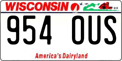 WI license plate 954OUS