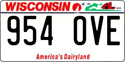 WI license plate 954OVE