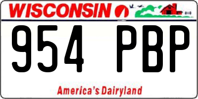 WI license plate 954PBP