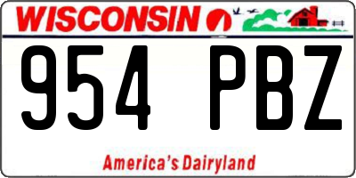 WI license plate 954PBZ