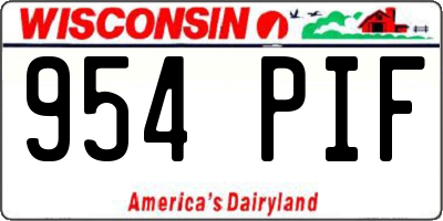WI license plate 954PIF