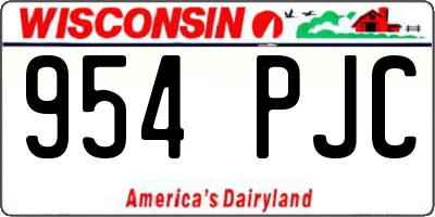 WI license plate 954PJC