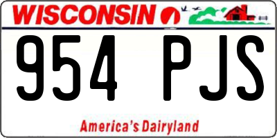 WI license plate 954PJS