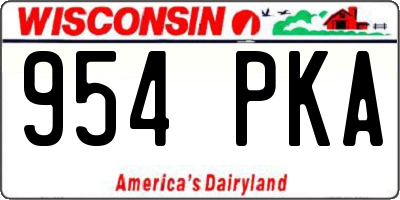 WI license plate 954PKA