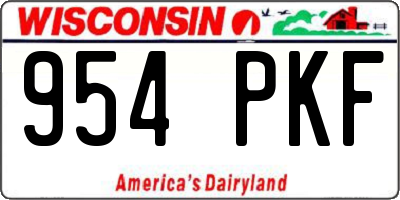 WI license plate 954PKF