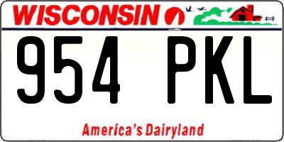 WI license plate 954PKL
