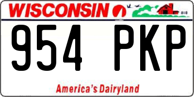 WI license plate 954PKP