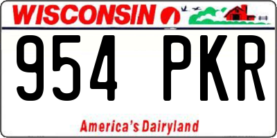 WI license plate 954PKR