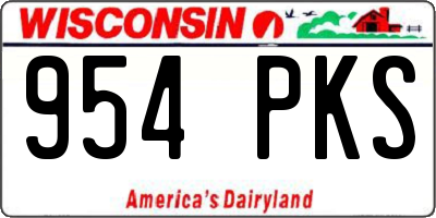 WI license plate 954PKS