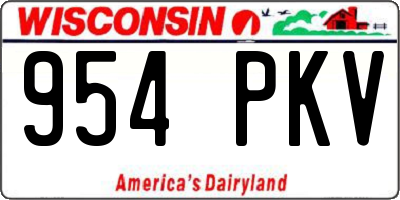 WI license plate 954PKV