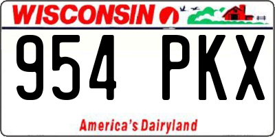 WI license plate 954PKX