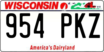 WI license plate 954PKZ