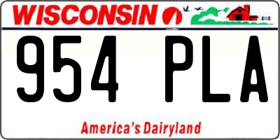 WI license plate 954PLA