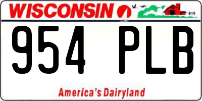 WI license plate 954PLB