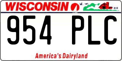 WI license plate 954PLC