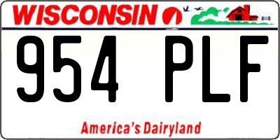 WI license plate 954PLF