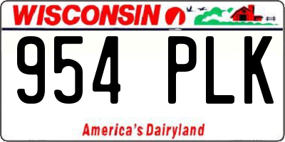 WI license plate 954PLK