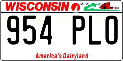 WI license plate 954PLO