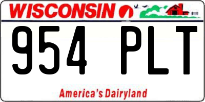 WI license plate 954PLT
