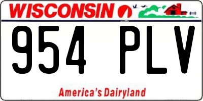 WI license plate 954PLV