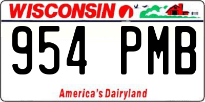 WI license plate 954PMB