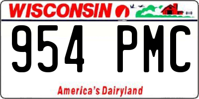 WI license plate 954PMC