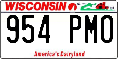 WI license plate 954PMO