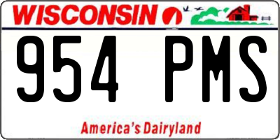 WI license plate 954PMS