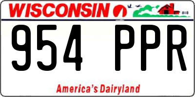 WI license plate 954PPR