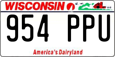 WI license plate 954PPU