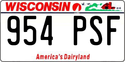 WI license plate 954PSF