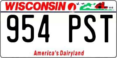 WI license plate 954PST