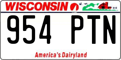 WI license plate 954PTN