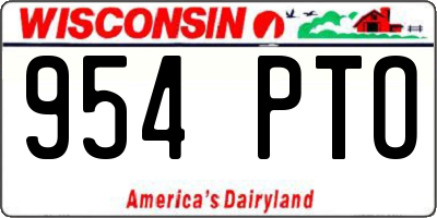 WI license plate 954PTO