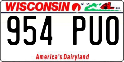 WI license plate 954PUO