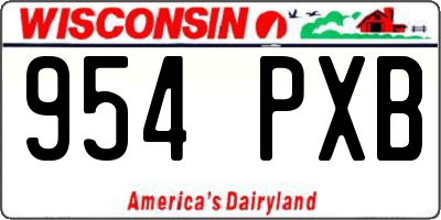 WI license plate 954PXB