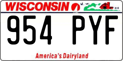 WI license plate 954PYF