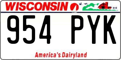 WI license plate 954PYK