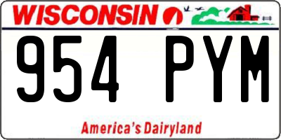 WI license plate 954PYM